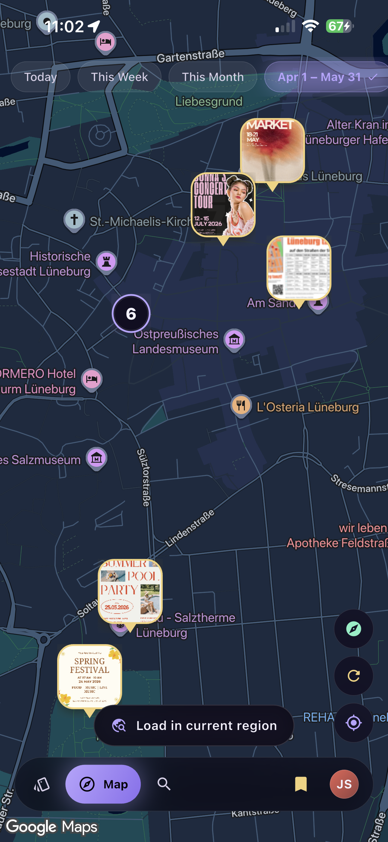 Nariboo map showing events near Lüneburg